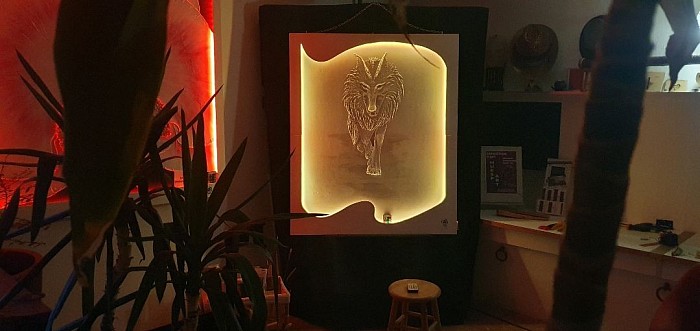 Toile loup relief jeu d'ombre et de lumière